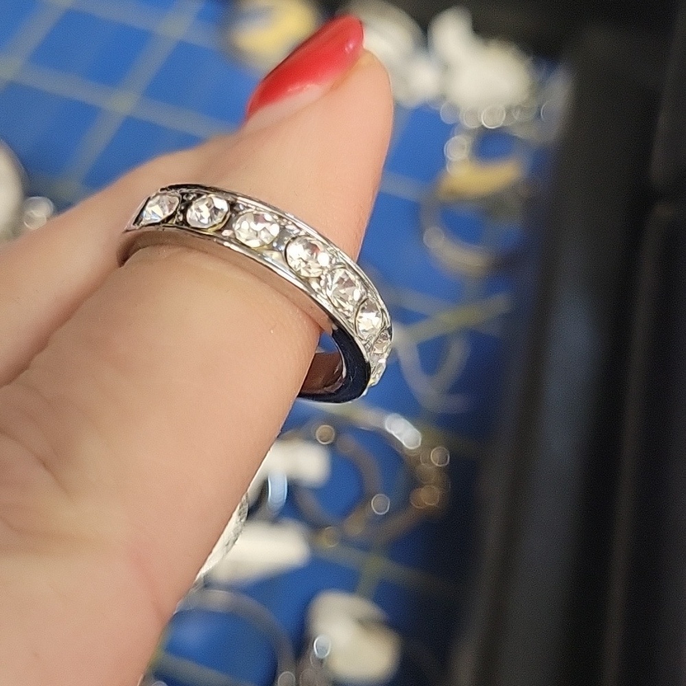 Rhinestone Faux Diamond Ring Band Size 8